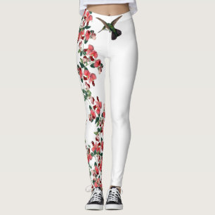 Hummingbird Bird Sweet Pea Flowers Leggings
