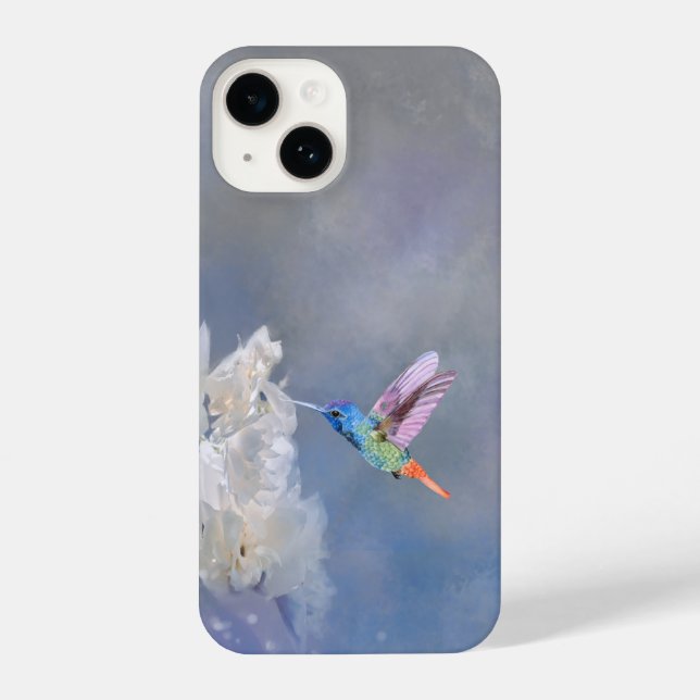 Hummingbird Bird White Garden Flower Floral Art iPhone Case (Back)
