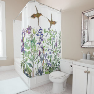 Hummingbird Bird Wildflower Flowers Shower Curtain