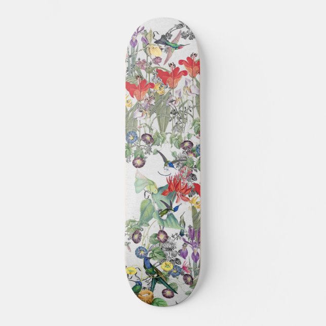 Hummingbird Bird Wildlife Animal Floral Skateboard (Front)