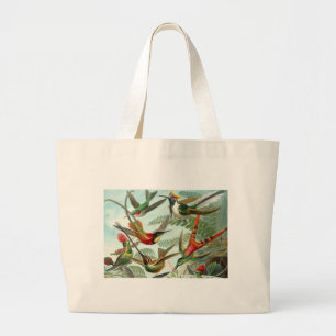 hummingbird bird wildlife classic painting large tote bag
