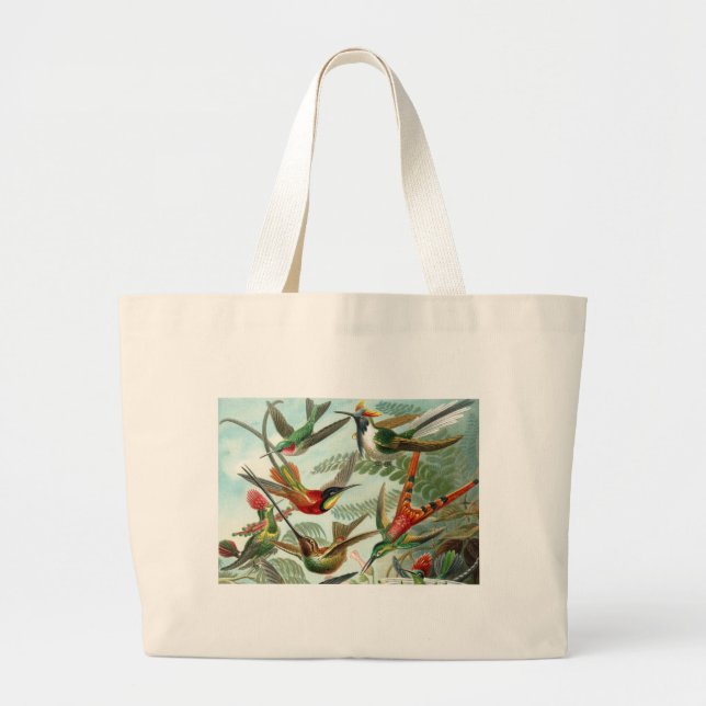 hummingbird bird wildlife classic painting large tote bag (Front)