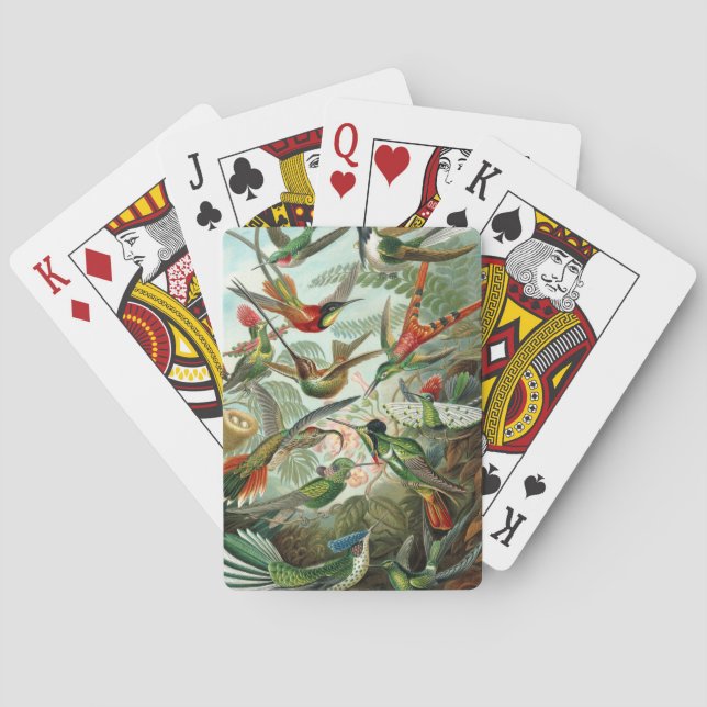 hummingbird bird wildlife classic painting playing cards (Back)