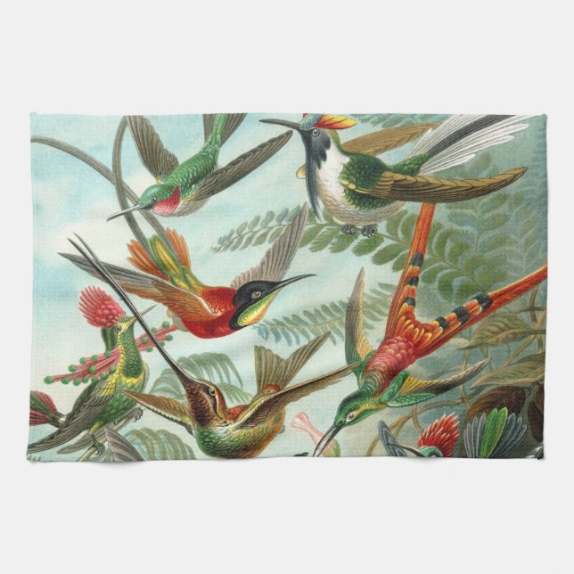 hummingbird bird wildlife classic painting tea towel (Horizontal)