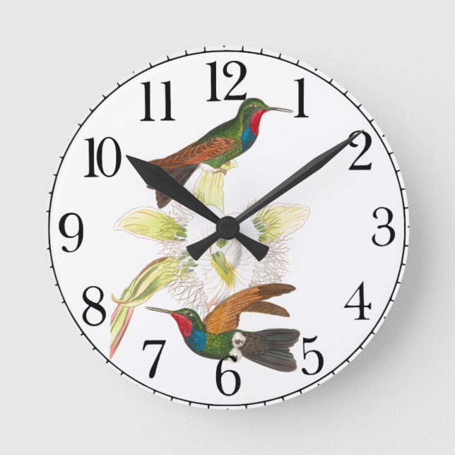 Hummingbird Bird Wildlife Floral Wall Clock (Front)