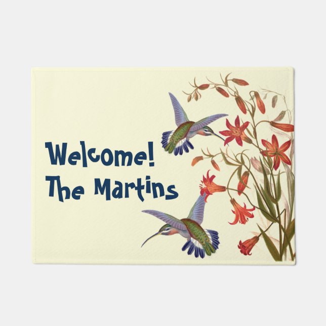 Hummingbird Bird Wildlife Flower Floral Garden Doormat (Front)
