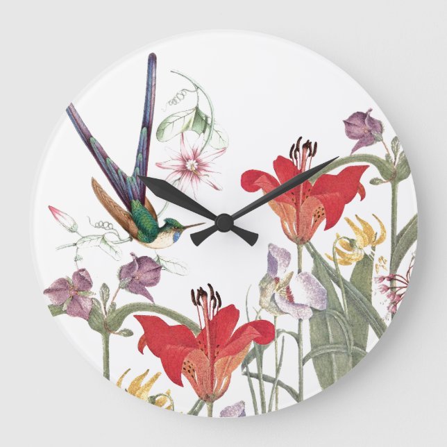 Hummingbird Bird Wildlife Flower Garden Wall Clock (Front)