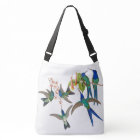 Hummingbird Birds Animal Flowers Shoulder Tote Bag