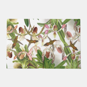 Hummingbird Birds Animal Orchid Flowers Door Mat