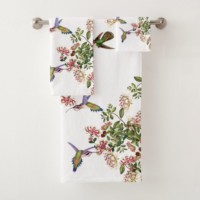 Hummingbird Birds Animals Flowers Bath Towel Set (Insitu)