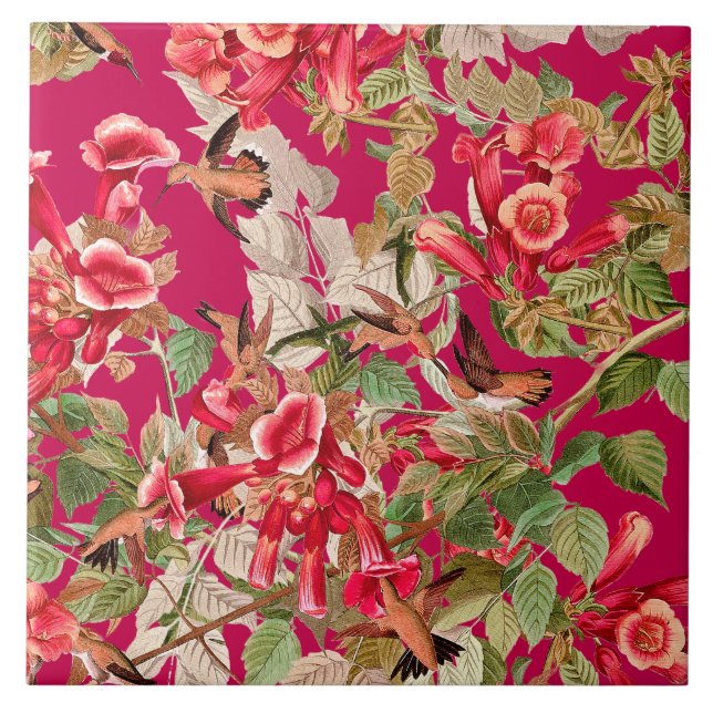 Hummingbird Birds Audubon Wildlife Animals Flowers Tile (Front)