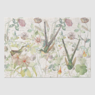 Hummingbird Birds Clover Flowers Tissue Paper