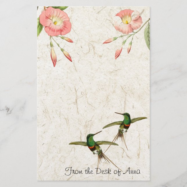 Hummingbird Birds Floral Animals Stationery (Front)