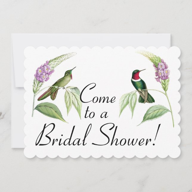 Hummingbird Birds Floral Bridal Shower Invitation (Front)