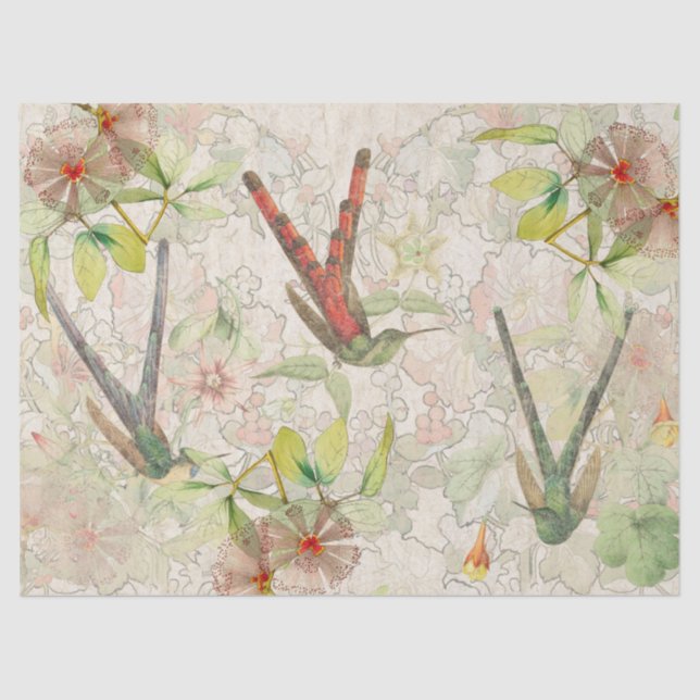 Hummingbird Birds Flower Animal Tissue Paper (Front)