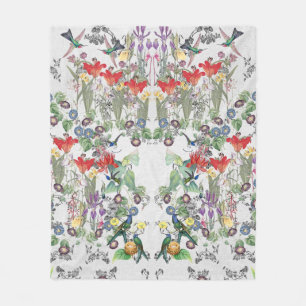 Hummingbird Birds Flower Garden Fleece Blanket