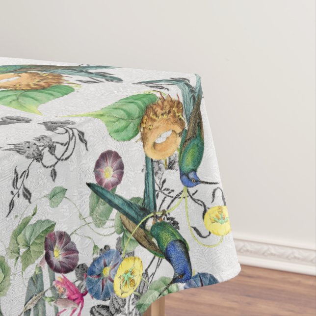 Hummingbird Birds Flower Garden Tablecloth (In Situ)