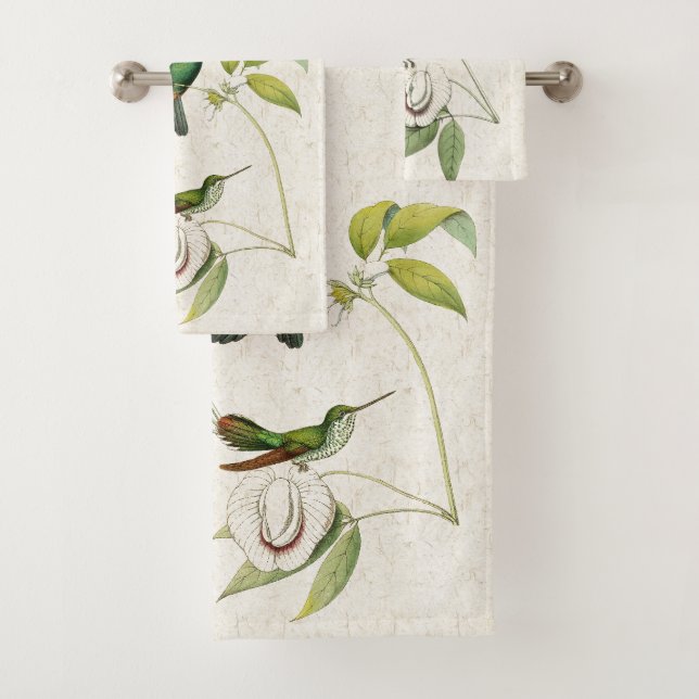 Hummingbird Birds Flowers Animals Bath Towel Set (Insitu)