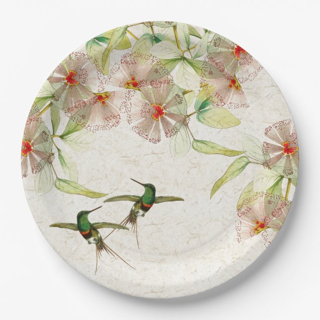 Hummingbird Birds Flowers Animals Paper Plates (Front)