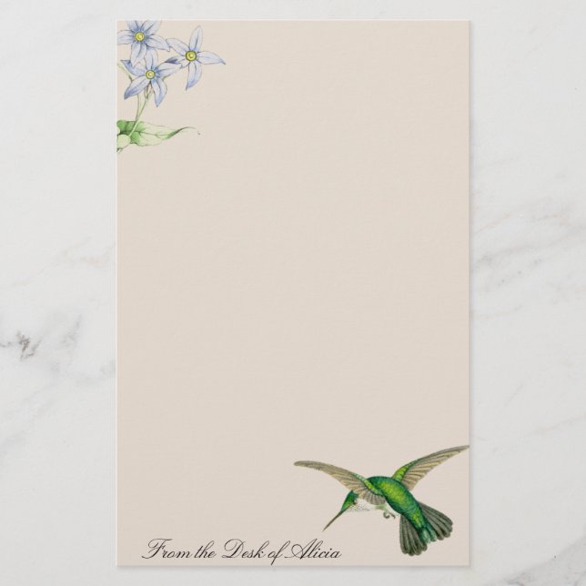 Hummingbird Birds Flowers Wildlife Animals Floral Stationery (Front)