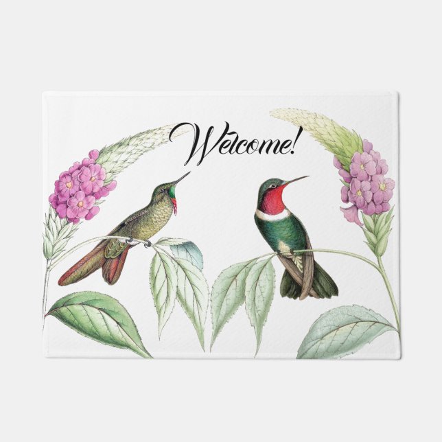 Hummingbird Birds Flowers Wildlife Welcome Doormat (Front)