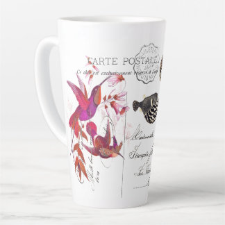 Hummingbird Birds Flying French Ephemera Latte Mug