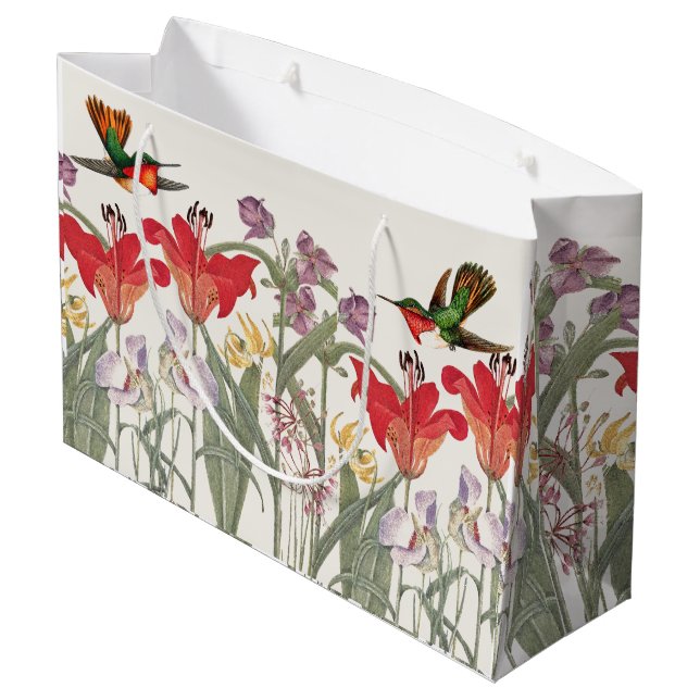 Hummingbird Birds Lily Flowers Garden Gift Bag (Back Angled)