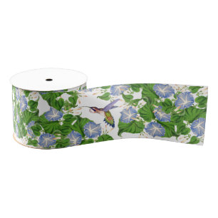 Hummingbird Birds Morning Glory Floral Flowers Grosgrain Ribbon