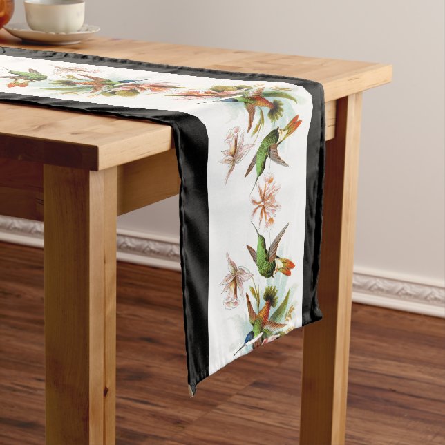 Hummingbird Birds Orchid Flowers Table Runner (In Situ)