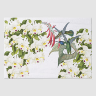 Hummingbird Birds Orchid Flowers Tissue Paper