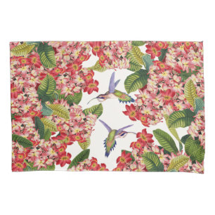 Hummingbird Birds Plumeria Flowers Floral Pillowcase