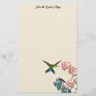 Hummingbird Birds Plumeria Flowers Stationery