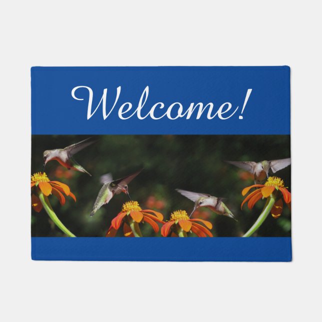 Hummingbird Birds Sunflower Flowers Floral Garden Doormat (Front)