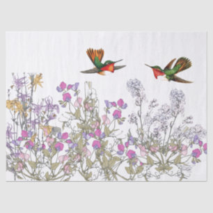 Hummingbird Birds Sweet Pea Flower Tissue Paper