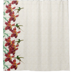 Hummingbird Birds & Tulip Flowers Shower Curtain