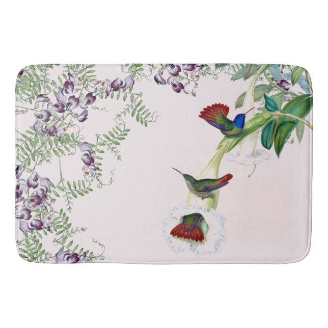 Hummingbird Birds Wildflower Flowers Bath Mat (Front)