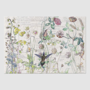 Hummingbird Birds Wildflower Flowers Tissue Paper