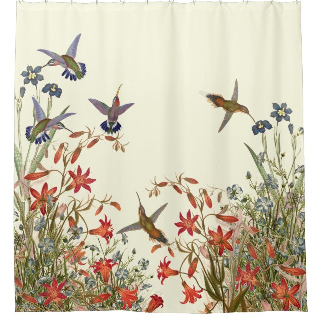 Hummingbird Birds Wildlife Animals Floral Flowers Shower Curtain (Front)