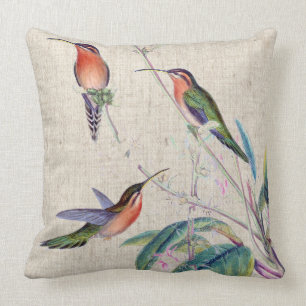 Hummingbird Birds Wildlife Animals Flowers Floral Cushion