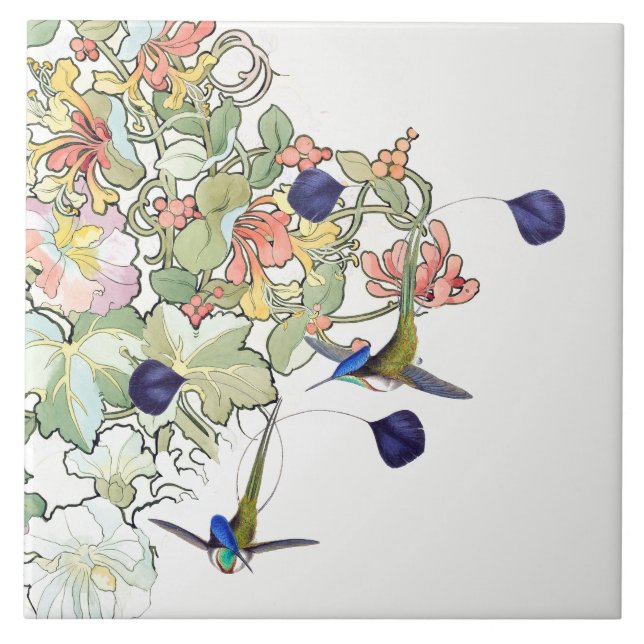Hummingbird Birds Wildlife Animals Flowers Tile (Front)