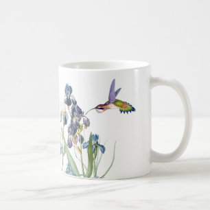 Hummingbird Birds Wildlife Animals Iris Floral Coffee Mug