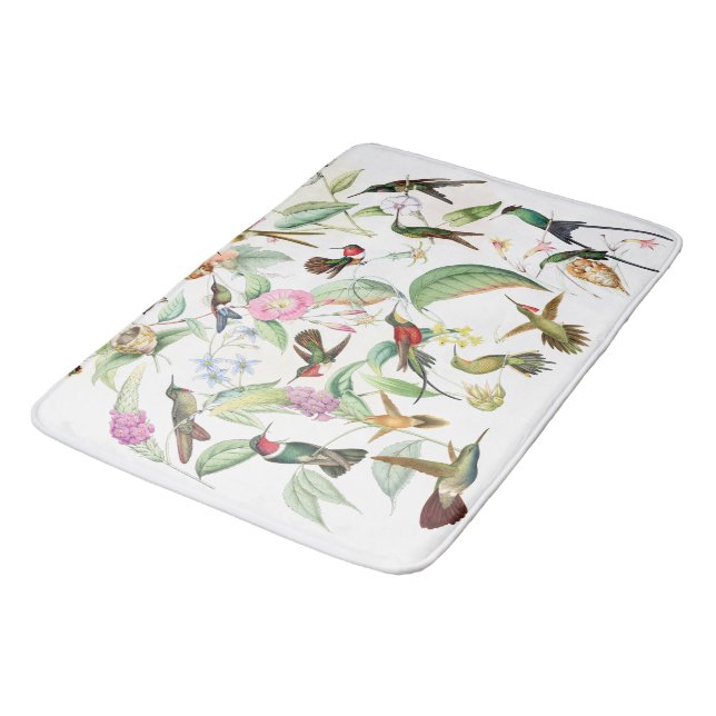 Hummingbird Birds Wildlife Flowers Bath Mat (Angled)
