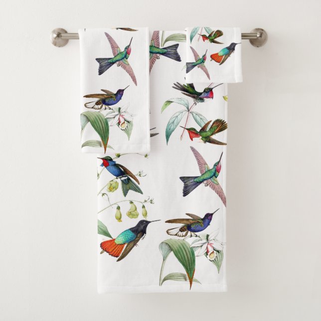 Hummingbird Birds Wildlife Flowers Bath Towel Set (Insitu)