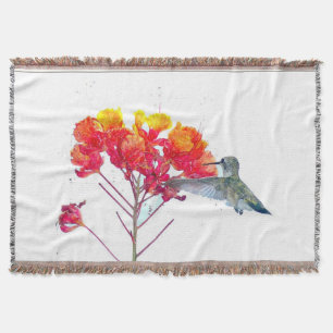 Hummingbird Birds Wildlife Flowers Floral Animals Throw Blanket