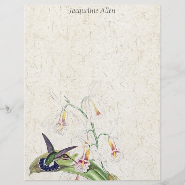 Hummingbird Birds Wildlife Flowers Letterhead (Front)