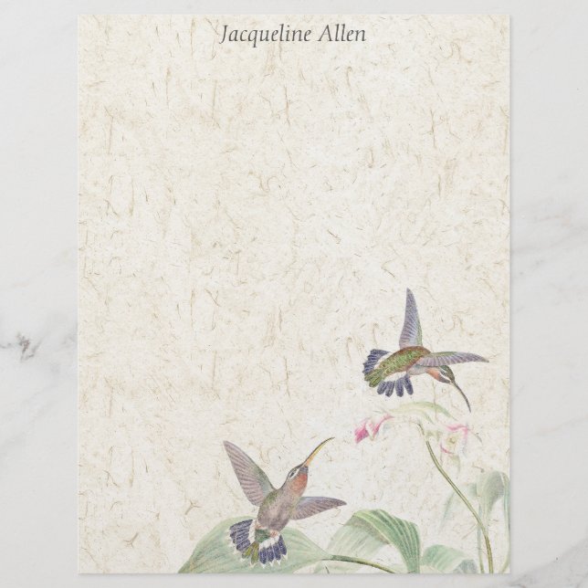 Hummingbird Birds Wildlife Flowers Letterhead (Front)