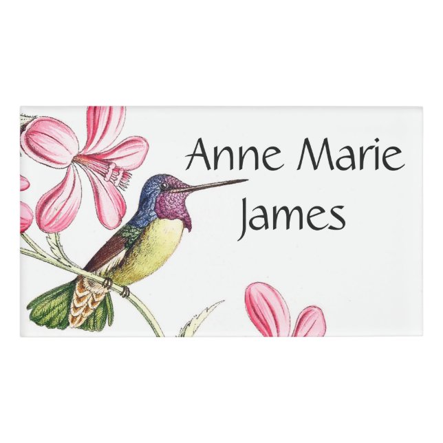 Hummingbird Birds Wildlife Flowers Name Tag (Front)