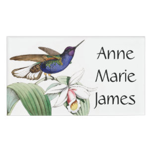 Hummingbird Birds Wildlife Flowers Name Tag