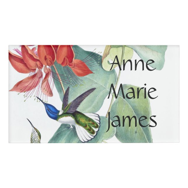 Hummingbird Birds Wildlife Flowers Name Tag (Front)