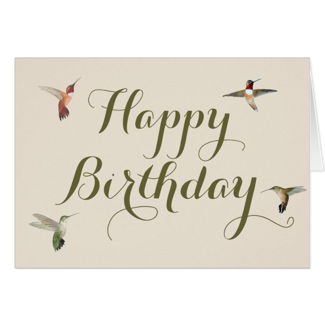 Hummingbird Birthday Card (Front Horizontal)